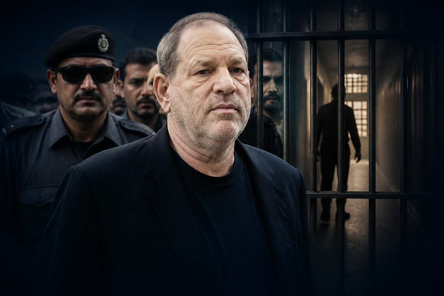 AI generated editorial visual for ہاروی وائن اسٹائن کو 15 سال قید کی سزا
