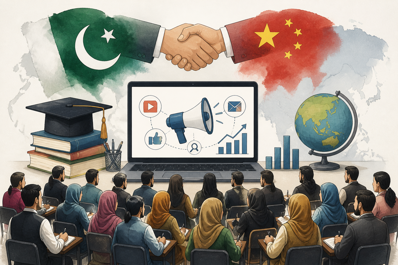 اے آئی کی تیار کردہ علامتی تصویر — ڈیجیٹل مارکیٹنگ تربیت سے متعلق علامتی منظر