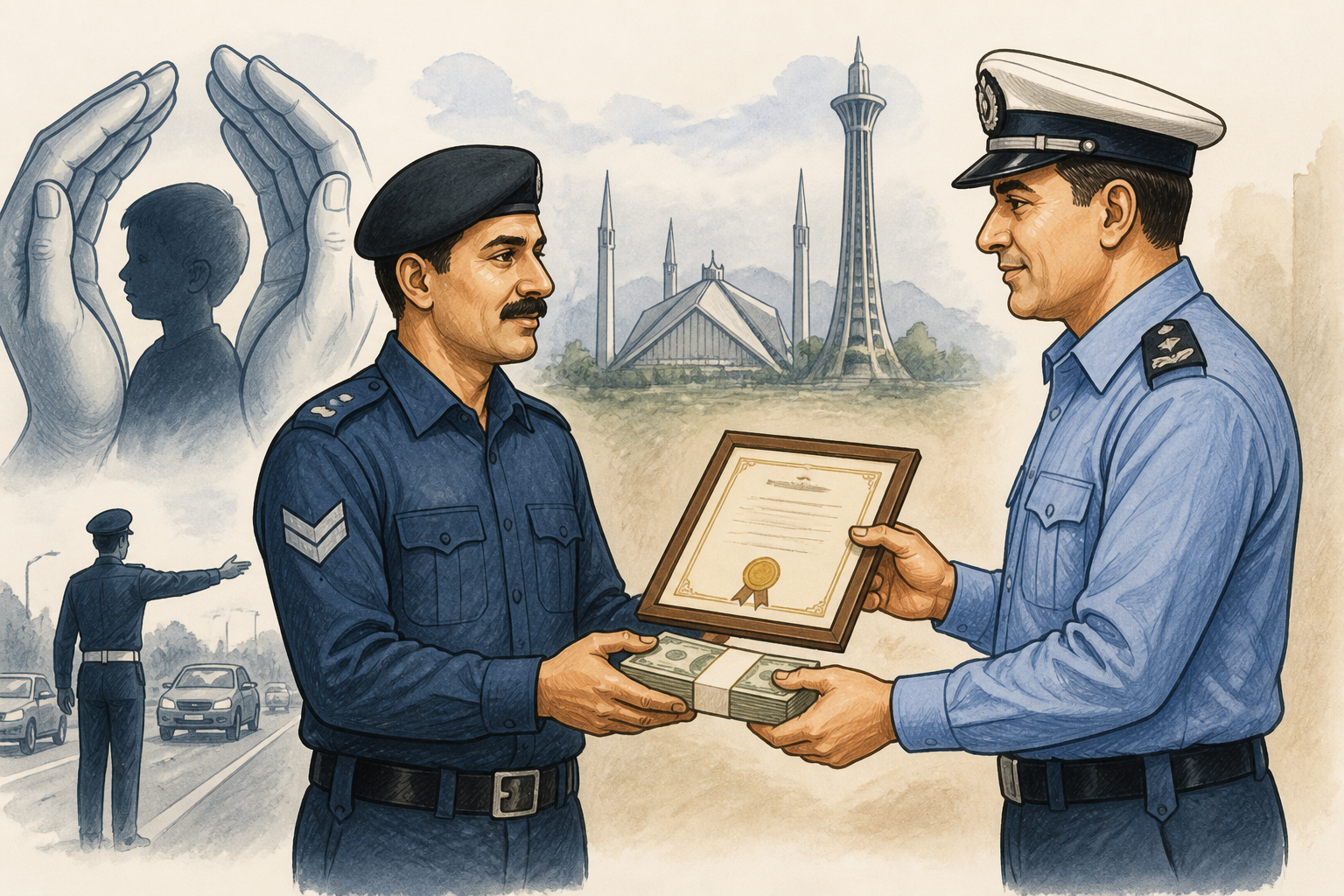 اے آئی کی تیار کردہ علامتی تصویر — ہیڈ کانسٹیبل جواد خان کو تعریفی سرٹیفکیٹ