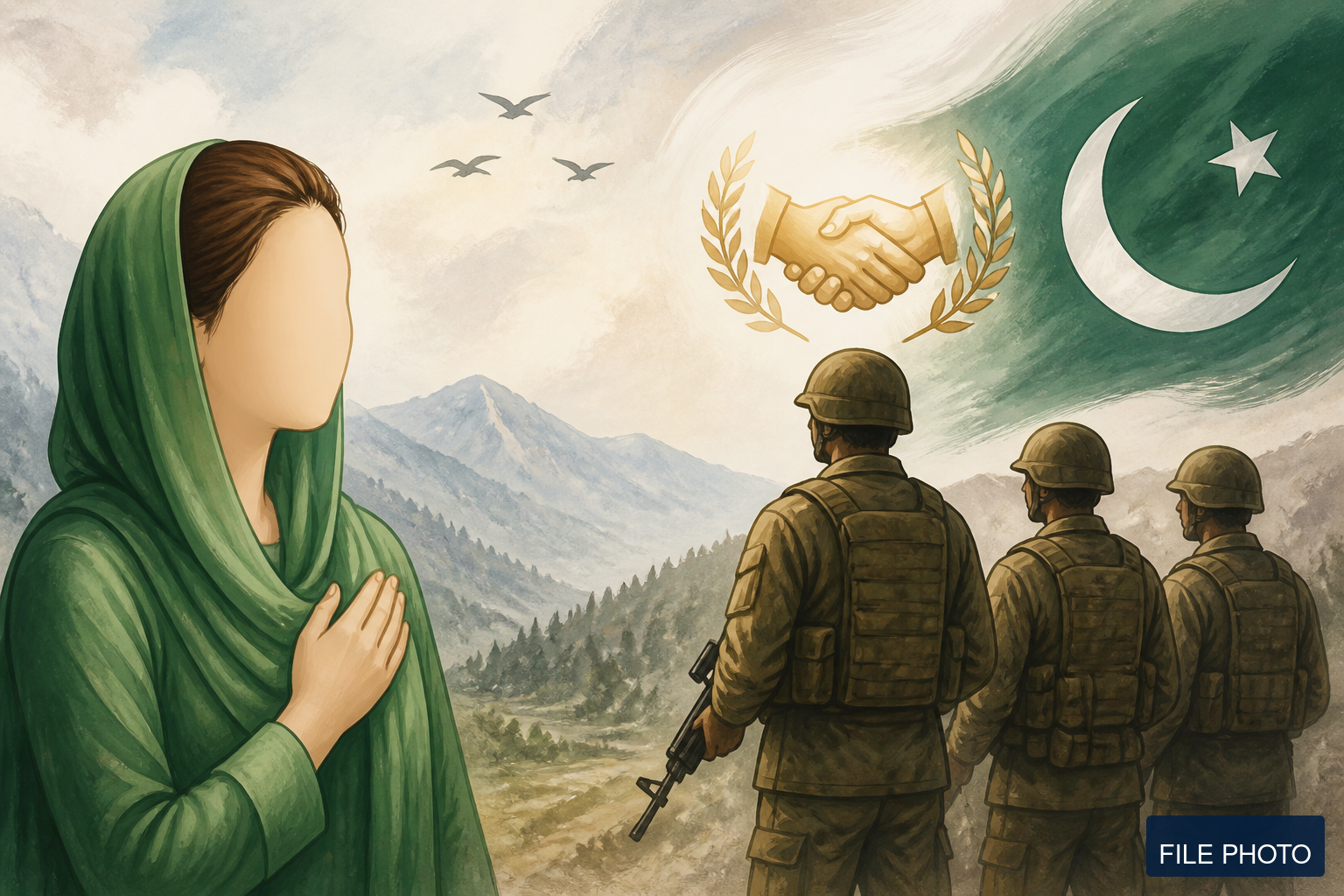 فائل فوٹو — آزادی کشمیر کی جدوجہد اور شہداء کی یاد میں اے آئی کی تیار کردہ علامتی تصویر