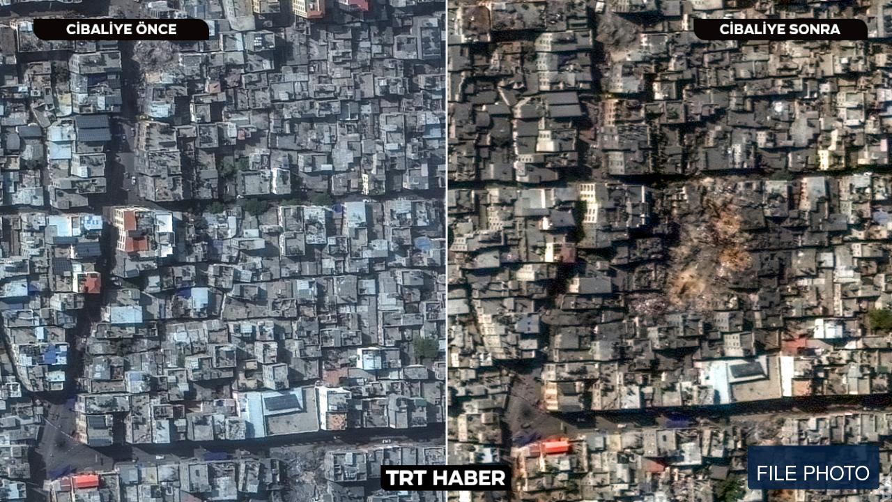 فائل فوٹو — غزہ میں اسرائیلی حملوں اور انخلا کے احکامات سے قبل اور بعد کا فضائی منظر