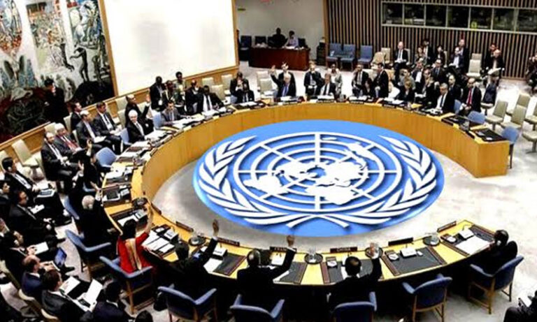 اقوام متحدہ کی سلامتی کونسل کے اجلاس کا ایک منظر