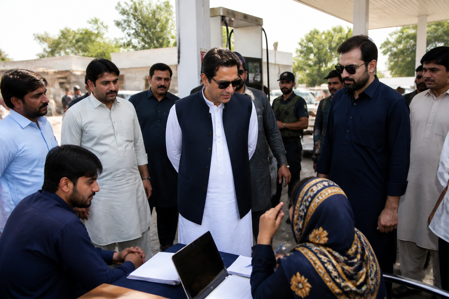 فائل فوٹو — سرکاری اہلکار عوامی ریلیف سکیم کے رجسٹریشن کیمپ کا جائزہ لے رہے ہیں